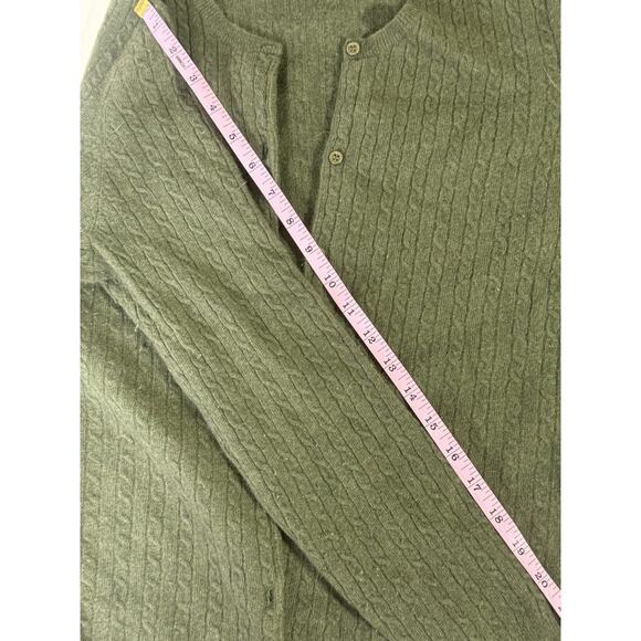 Anne Klein Sport Green Cable Knit Cardigan Sweater Merino Wool Angora Cashmere - Picture 7 of 7